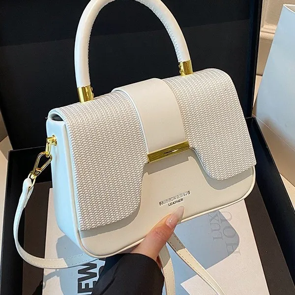 

​2025 New Textured Mini Bag Solid Color Crossbody Shoulder Purse Stylish Underarm Square Bag for Women Casual Trendy​
