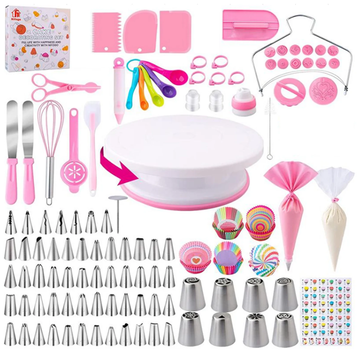 Cake Turntable Set Cake Decoration And Flower Mounting Tool  Flower Mounting Nozzle Spatula Home DIY Baking