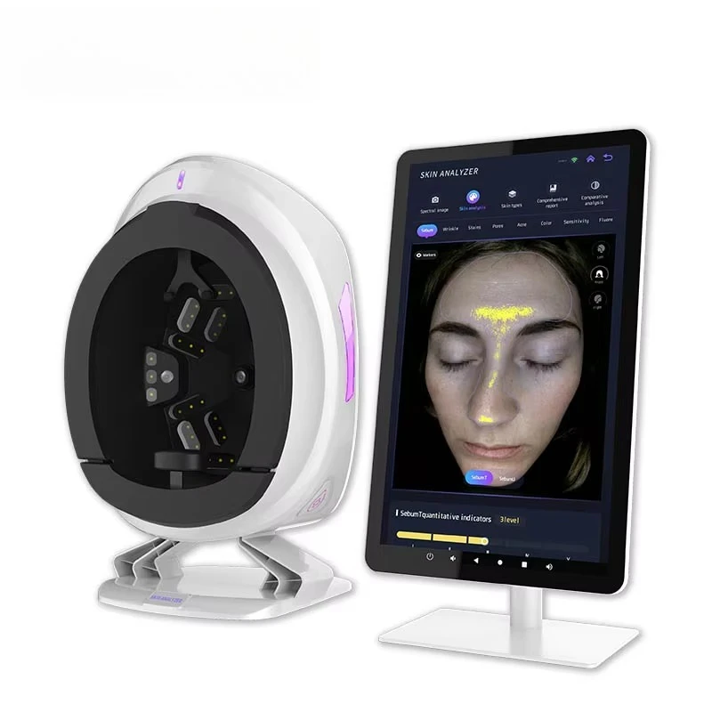Newest 3D AI Facial Skin Analyzer 3 Professional Cameras Intelligent Face Skin Diagnostic Machine With Mini Moisture Detection