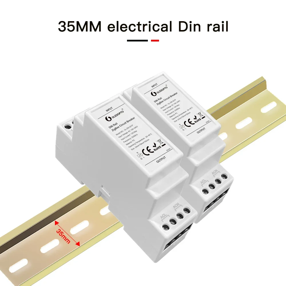 GL-DR-001Z Din Rail Circuit Breaker ZigBee3.0 Power Meter Energy Monitor Tuya Smart Life App Control Power Display Timer Setting
