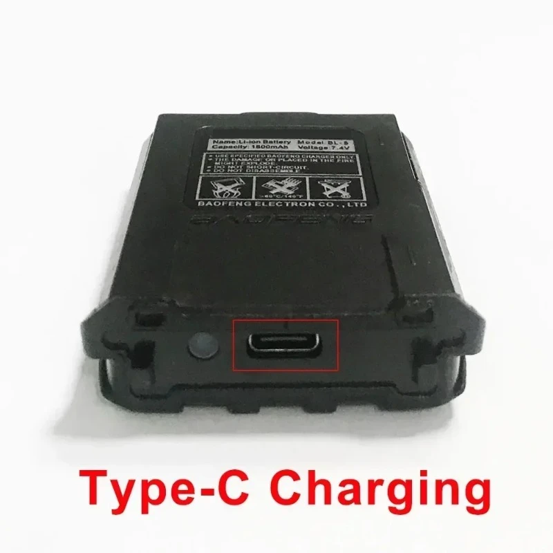 New Type-C Charger BL-5 7.4V 1800mAh Walkie Talkie Battery for Baofeng UV-5R UV-5RE DM-5R Plus BF-F8 RT-5R RT5 Two Way Radios
