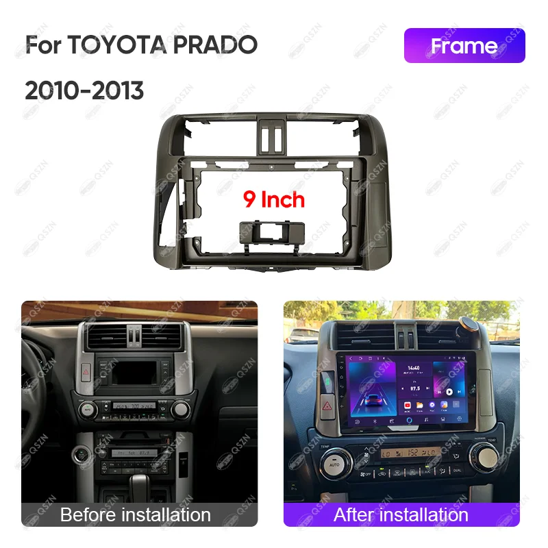 For TOYOTA PRADO 2009-2013 9INCH Car Radio Android Stereo Audio Screen Multimedia Video Player Navigation Harness Frame (LHD)