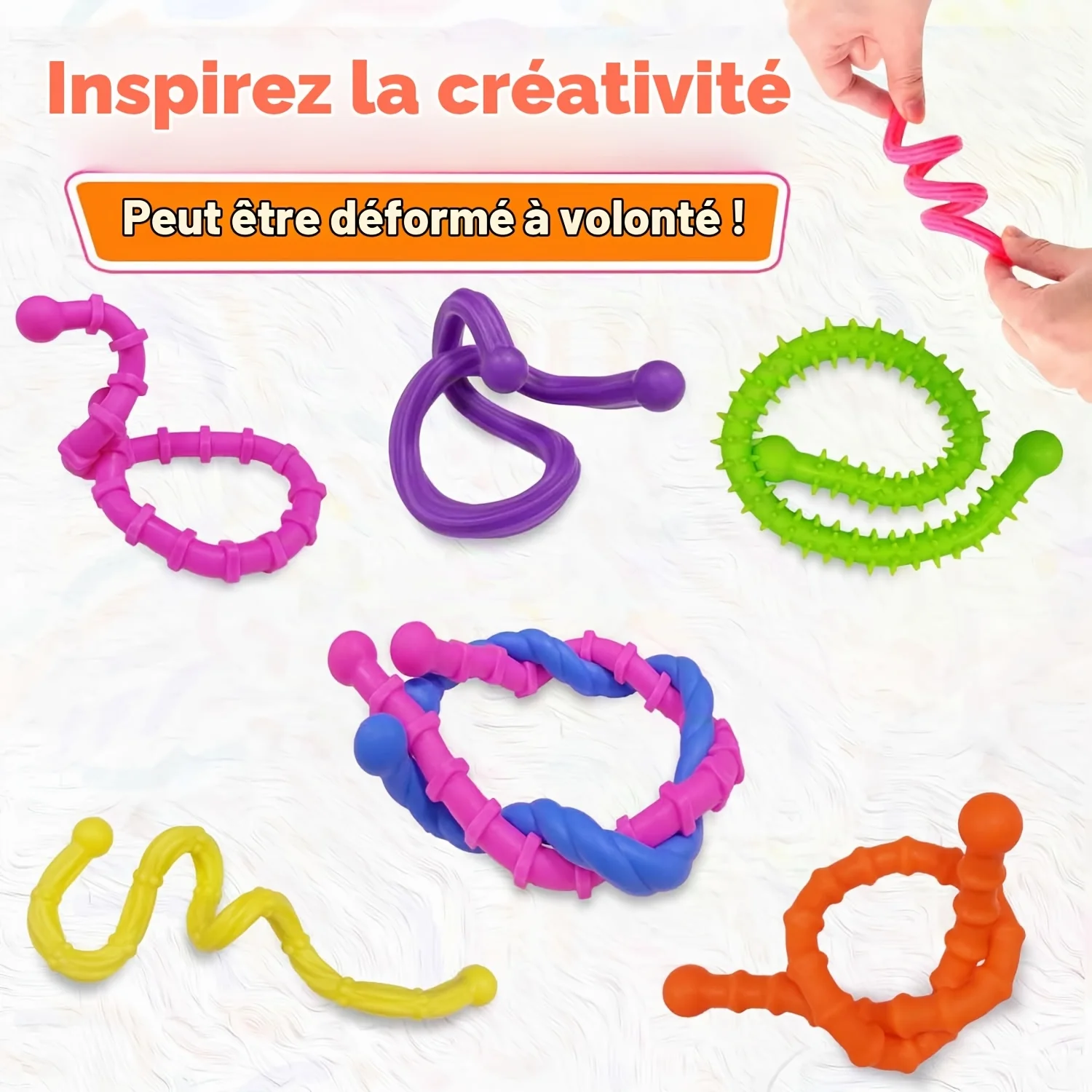 Classroom Multi-Texture Finger Toys, 6pcs Set of Playful Toys, Can Be Twisted Into Any Shape, Focus-Enhancing Toys, Gifts