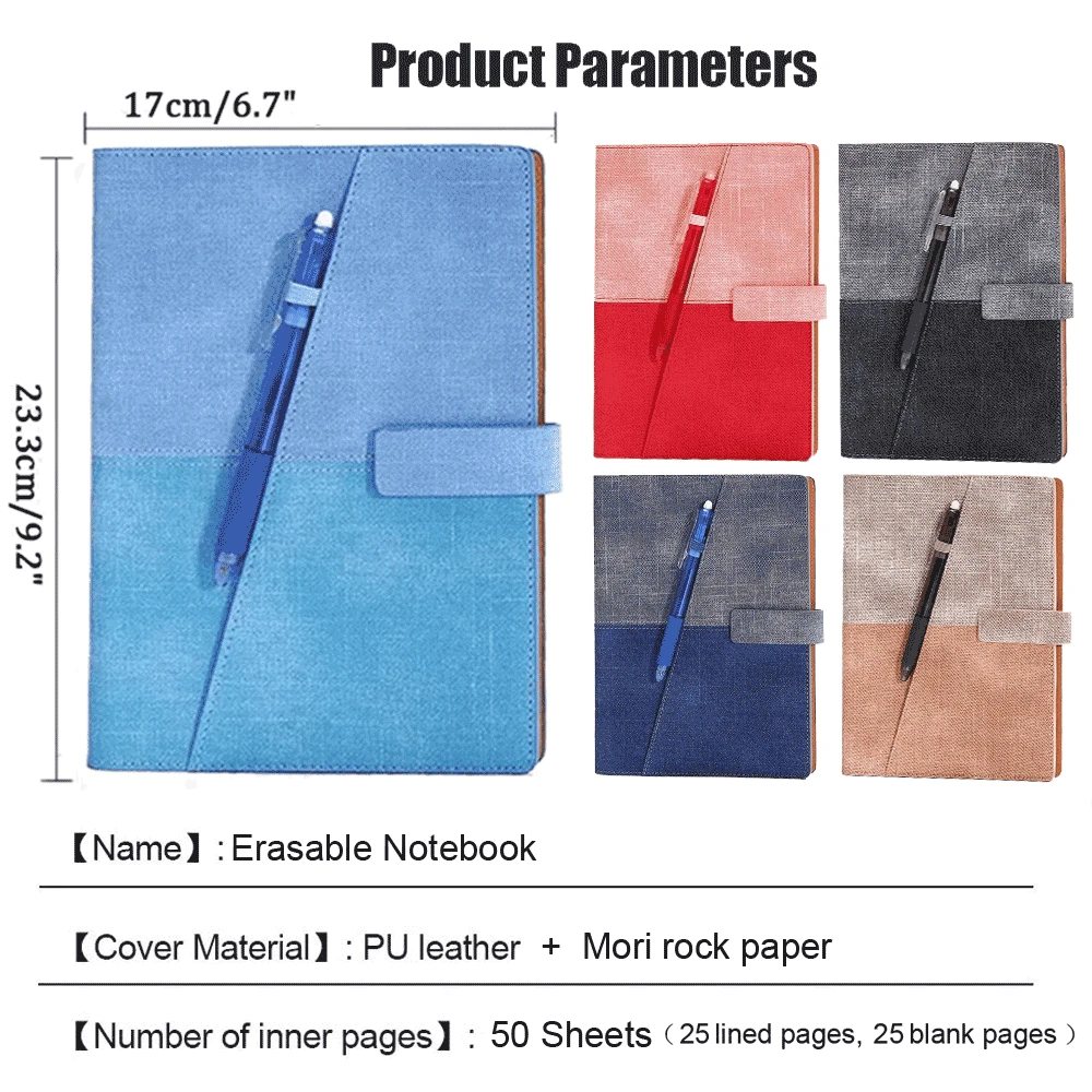 Imagem -06 - Notebook de Couro Inteligente com Caneta Apagável a5 Notepad Reutilizável Drawing Planner Binder Impermeável Armazenamento em Nuvem Material Escolar e de Escritório