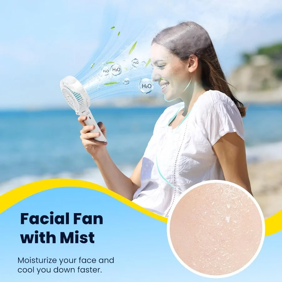 Upgraded Portable Misting Fan Handheld Mister Fan USB Rechargeable Personal Mist Fans Spray Water Fans Mini Cooling Hand Fans f