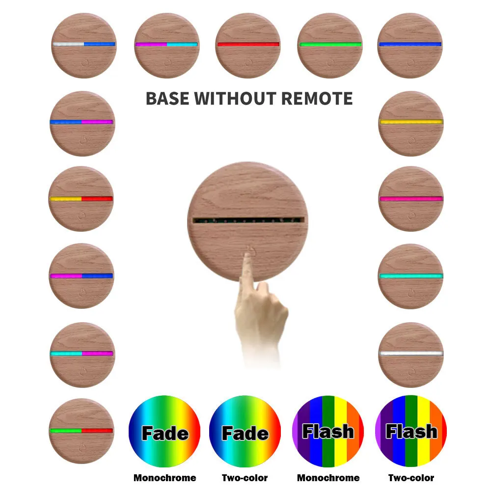 SOLOLANDOR two-tone LED Lamp Bases for 3D Illusion Night Light 7 Colors Touch Switch Replacement Base for 3D Table Desk Lamps