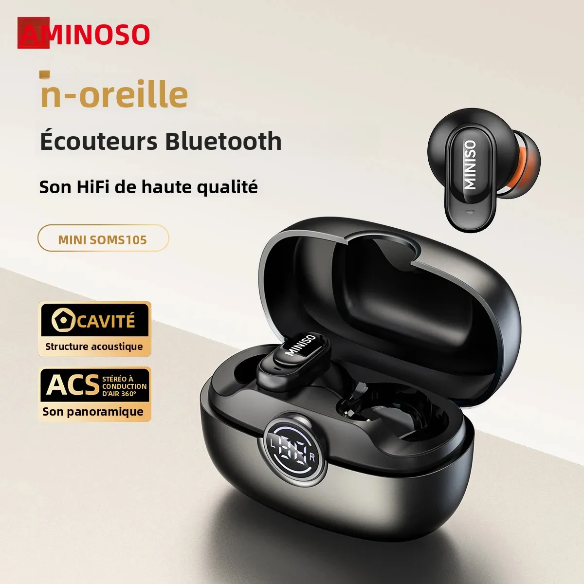 MINISO MS105 Bluetooth écouteur dans l'oreille écouteurs souples écouteurs sans fil étanche IPX5