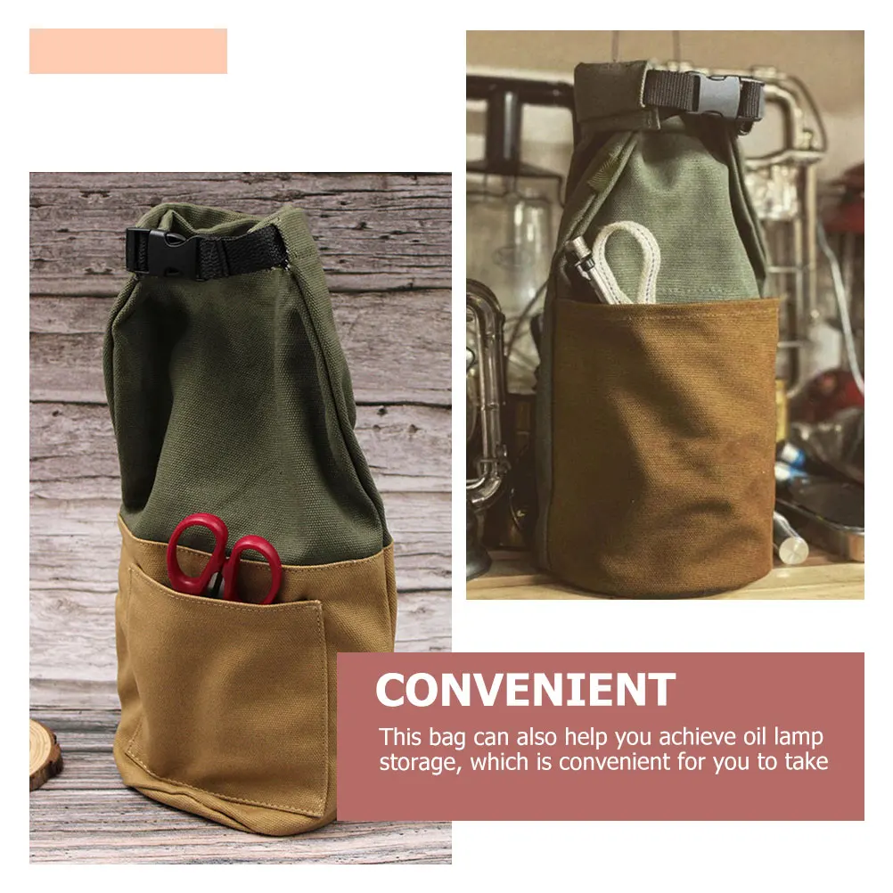 

Retro Canvas Oil Lamp Bag Green Brown Portable Storage for Camping Lantern Dustproof Kerosene Case Outdoor Gear Accessories
