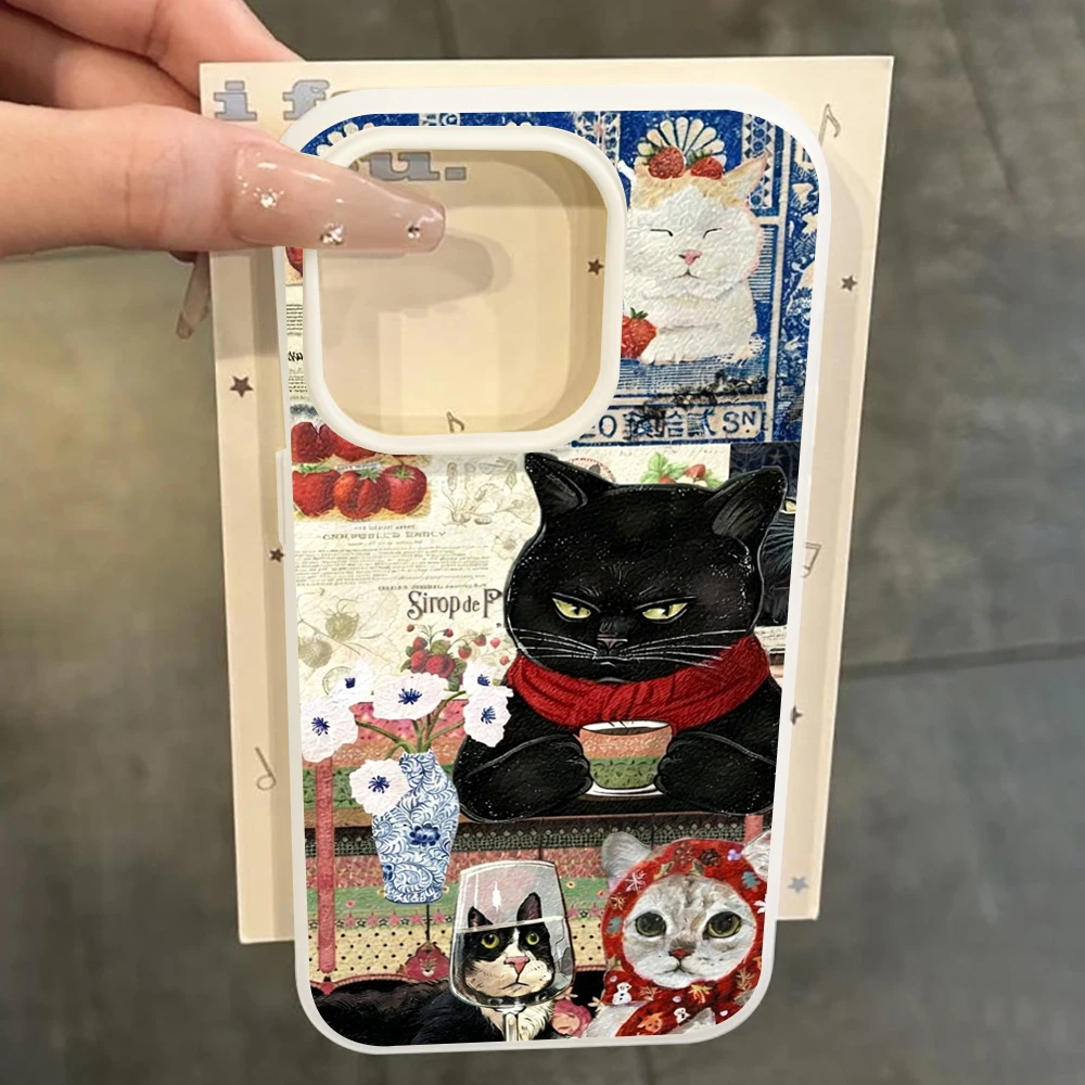 für Samsung Galaxy A16 A15 A55 A35 A36 A56 S26 S25 S24 Ultra S23 S21 S22Plus Retro Katzen-Collage Niedliche Handyhülle Silikon-Cover – Detail 4