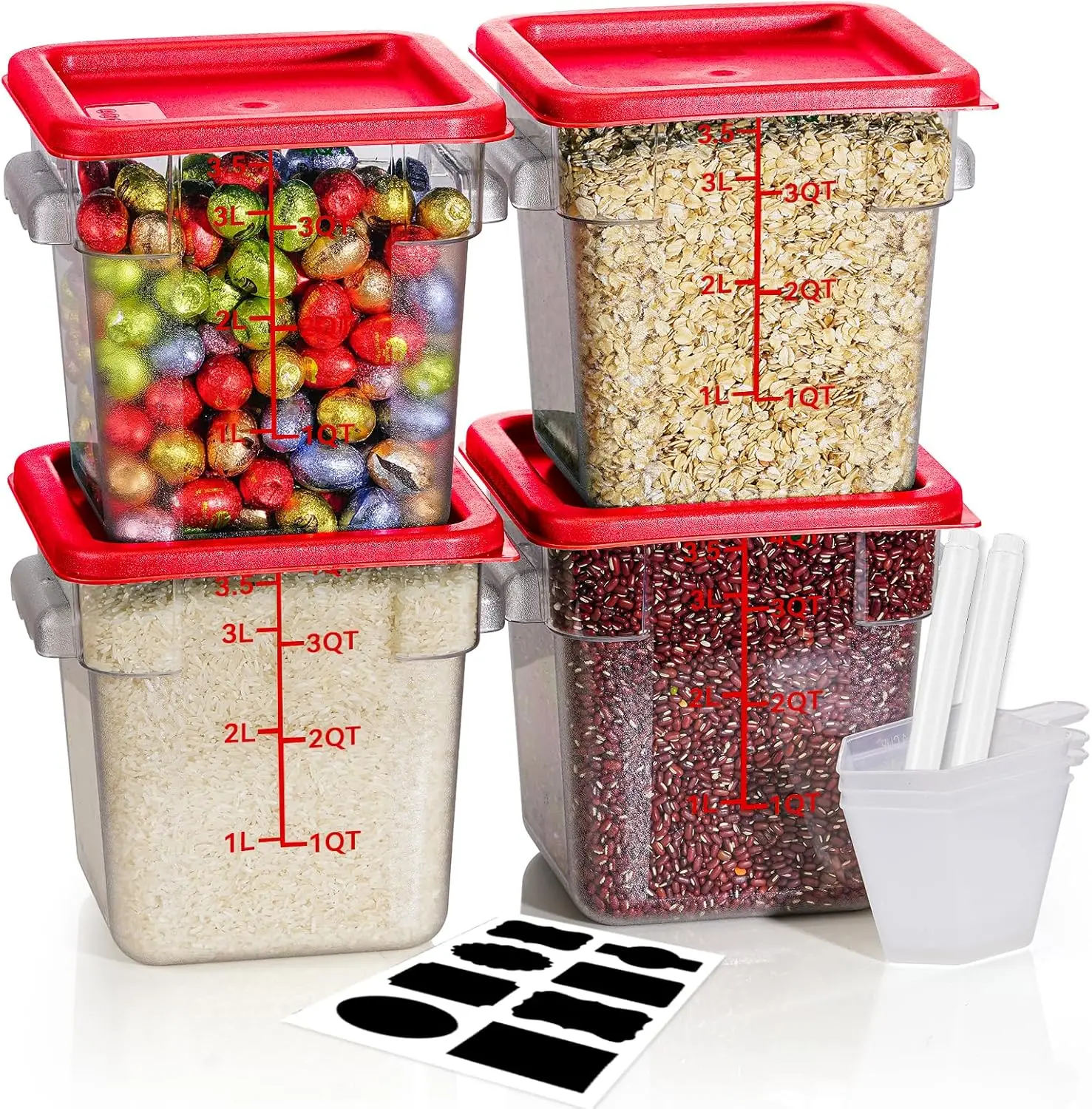 

4QT NSF Food Storage Containers: 8 PCS [Food Grade][Hot&Cold Resistant] Commercial Clear Food Storage Containers with Lids for R