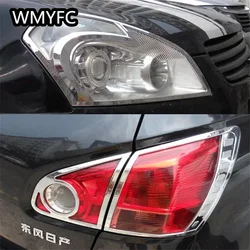 ABS Chrome Car Front Headlights Rear Head Lights Lamp Cover Taillights Trims Sticker Fit For Nissan Qashqai J10 2007 2008 2009