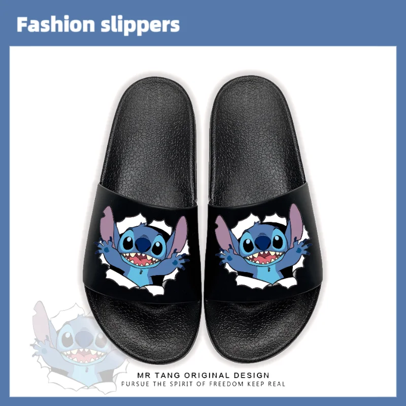 New Disney Anime Stitch Casual Kawaii Slippers Summer Couple Outdoor Wear Indoor Breathable Thick Sole Anti Slip Slippers