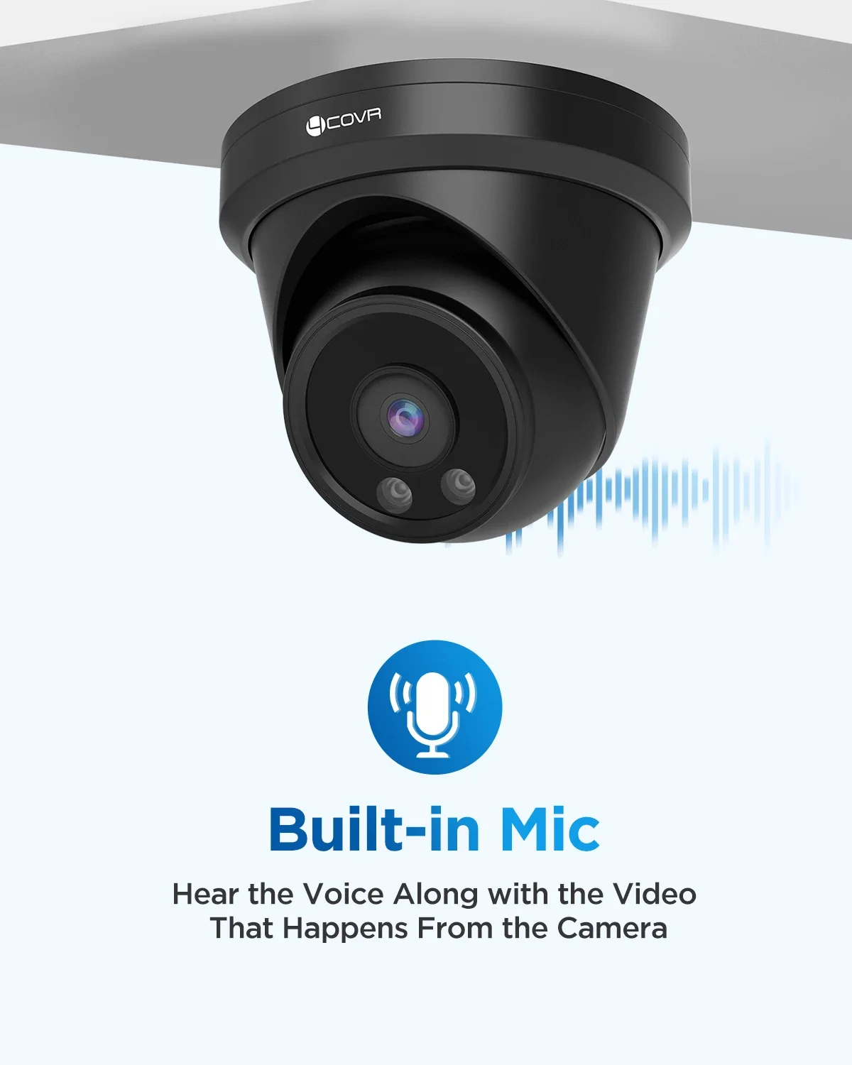 

4COVR Security Camera Outdoor System 8 Channel 4Pcs 5MP Black Turret PoE IP Camera Night Vision Person Vehicle Motion Recording