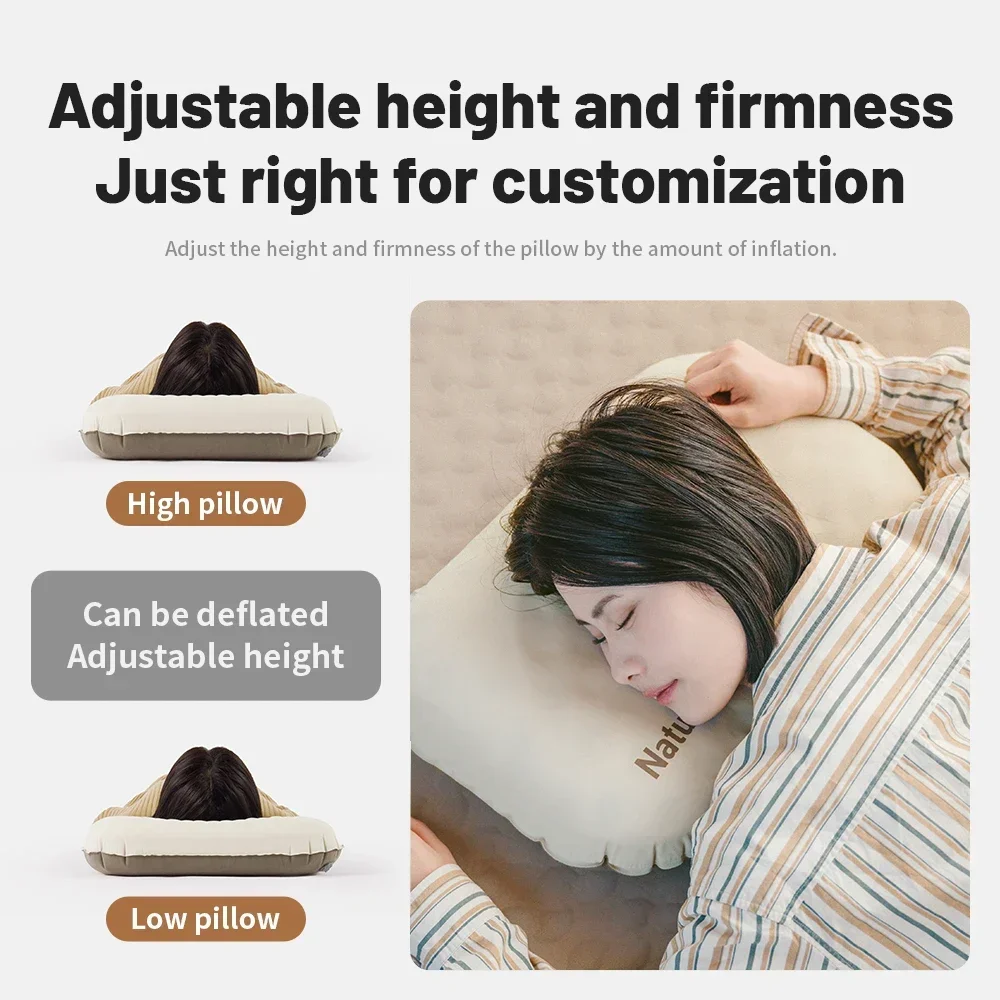 Naturehike 2-in-1 Camping Inflatable Pillow Portable Waterproof Adjustable Lumbar Neck Pillow Comfortable Outdoor Travel Pillow