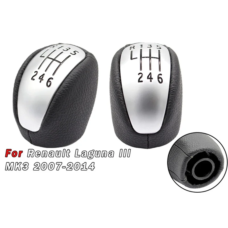 

6-Speed Matte Leather Wrapped Gear Shift Knob for Renault Laguna MK3 2007-2014 - Transmission Lever, Durable Auto Accessories