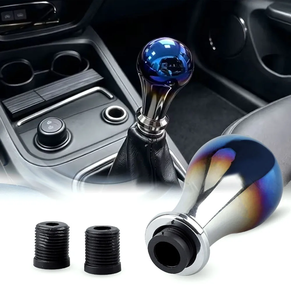 Universal 3‑Style Baking Blue Burnt Titanium Aluminum Racing Gear Shift Knob Car Shifter Lever Head Stick For Honda Auto Parts