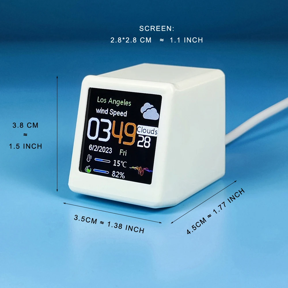 MINI Size Smart WIFI Weather Station Clock for Gaming Desktop Decoration. DIY Cute GIF Animations and Electronic Album function