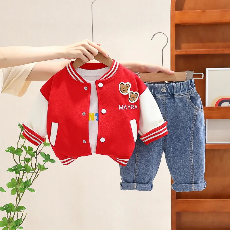 New Spring Autumn Fashion Baby Girls Clothes Suit Children Boys Jacket T-Shirt Pants 3Pcs/Sets Infant Clothing Kids Tracksuits - Image 3