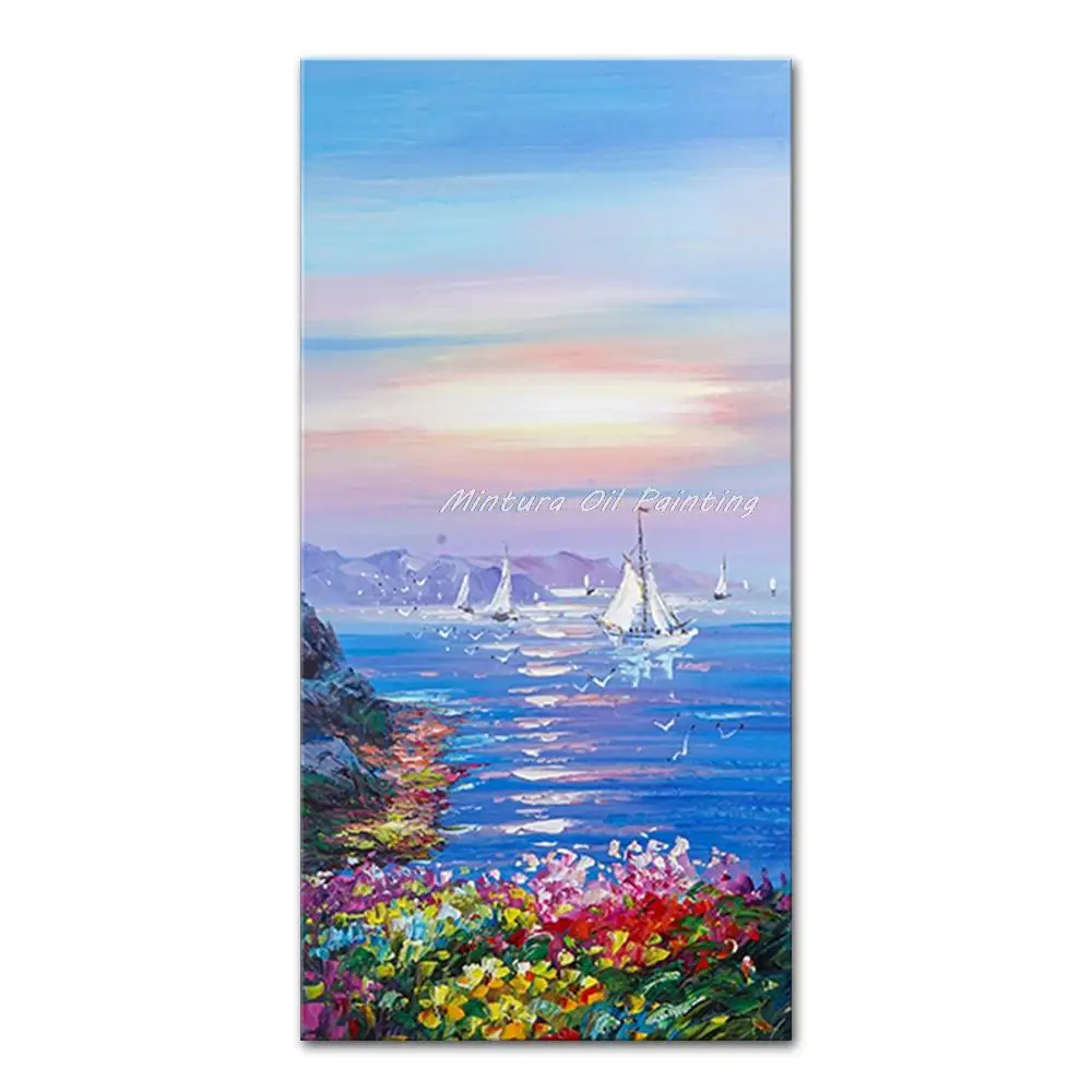 

Mintura Large Size Handmade Artwork Handpainted Modern Oil Paintings on Canvas,The Beautiful Seaside Scenery Home Decor Wall Art