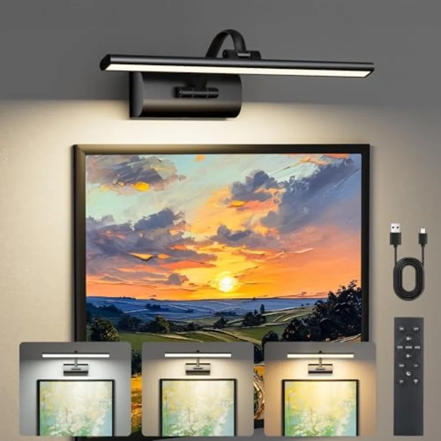 

Picture Lights for Wall Battery Operated Rechargeable Wireless Picture Light with Remote Control Dimmable Art Lighting for Pain