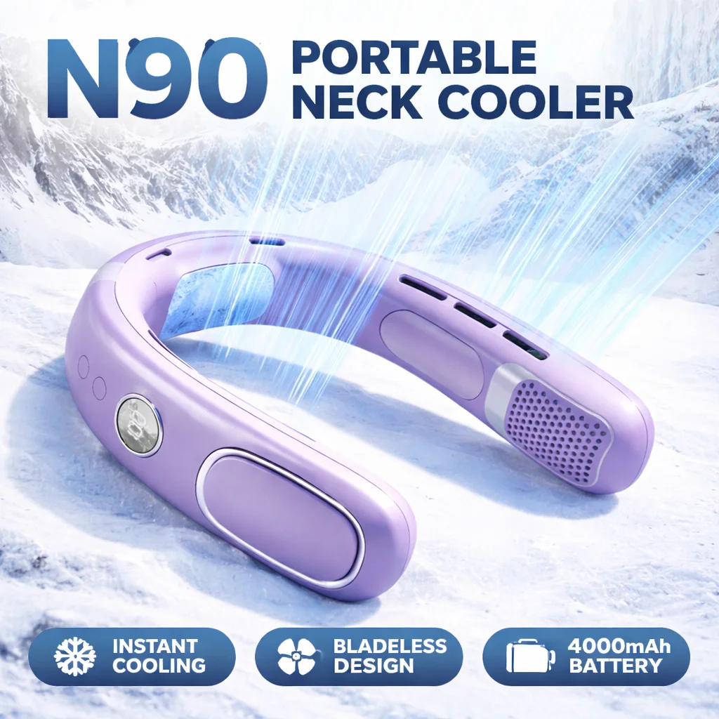 

N90 Neck Fan Semiconductor Cooling 5-Speed Bladeless Wearable Fan USB Rechargeable Portable Outdoor Travel Camping