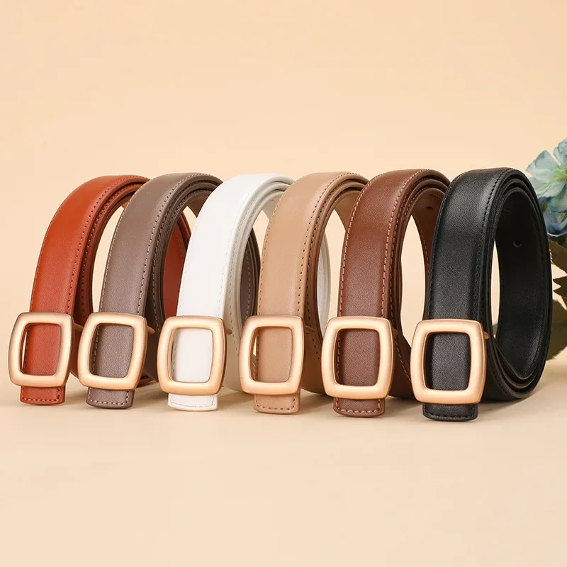 Luxury Women's Leather Belt Instagram Style Belt Trendy and Simple Business Versatile Double-sided Cowhide Jeans Belt