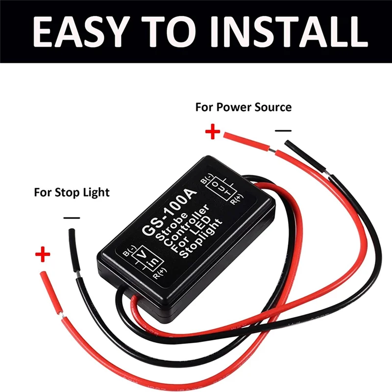 GS-100A Brake Light Flasher Module, DC 12-24V 2A 24W High Brake Controller Tail Lamp Safety Prompt Controller 6Pcs