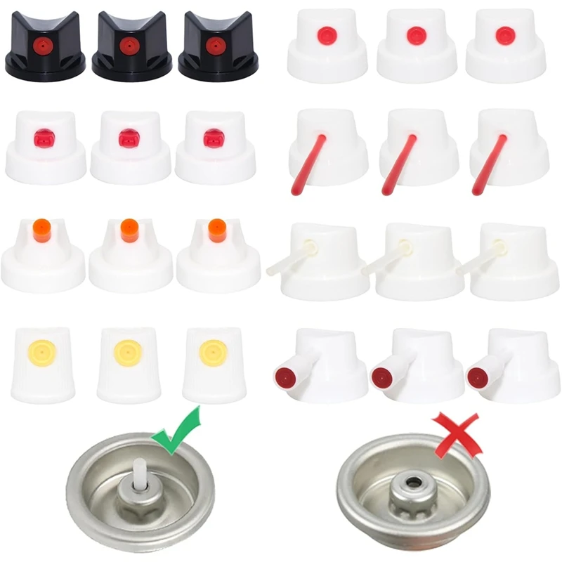 ABRW 24PCS Spray Paint Caps Nozzles Set Adapter for Male Cans Spray Can Nozzle Kit Artist-Grade Spray-Control