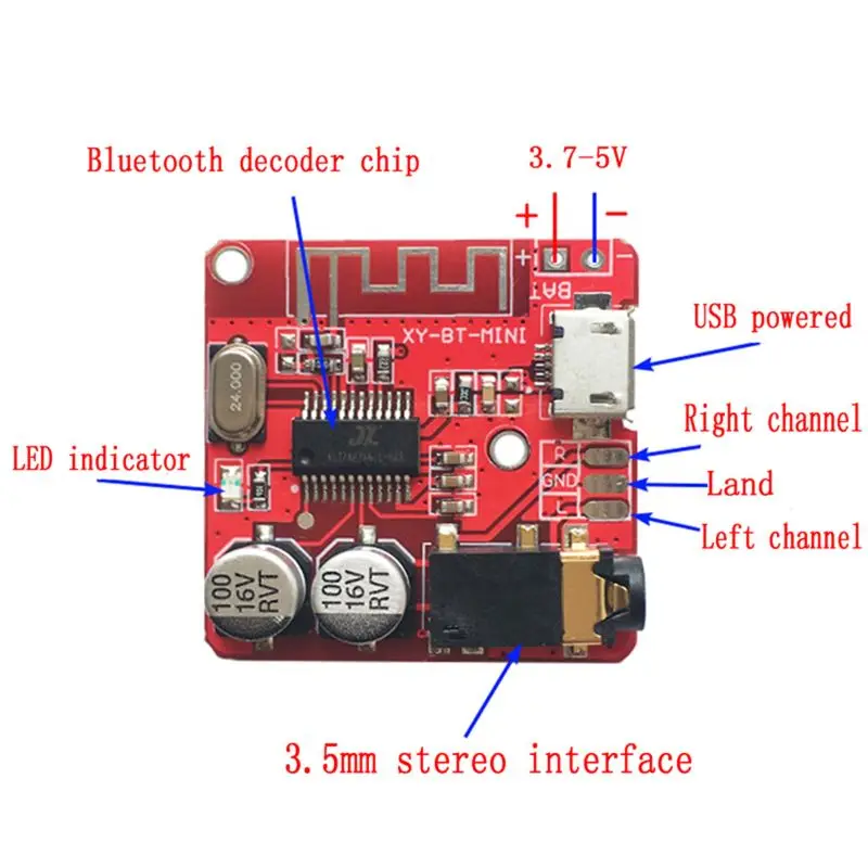 1-10pcs VHM-314 Bluetooth Audio Receiver Board Bluetooth 5.0 MP3 Lossless Car Audio Decoder Board Wireless Stereo Music Module