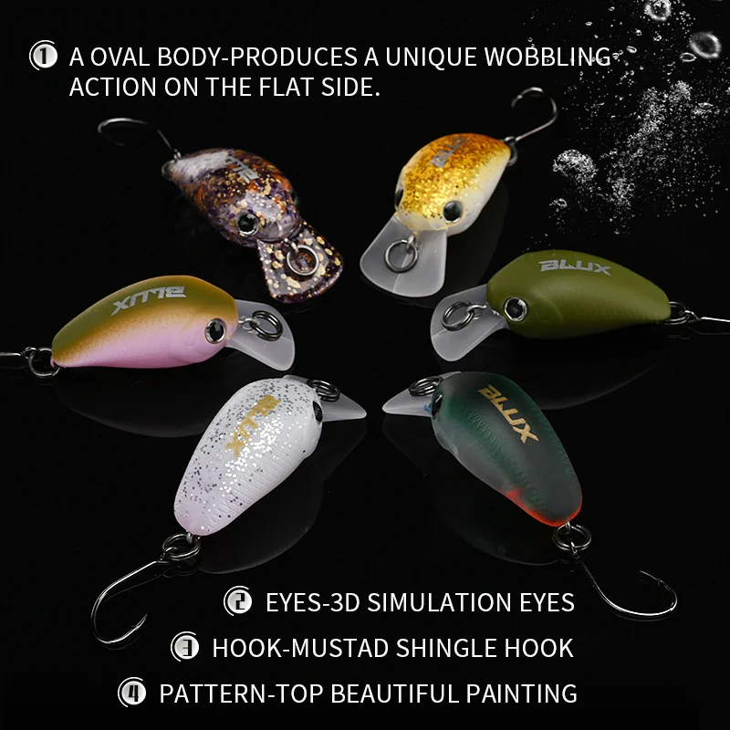 BLUX SALTO 1.9g 25mm Mini Crankbait Wobbler Truta Pesca Isca de Água Doce Minnow Manivela Artificial Difícil Isca Equipamento De Pesca