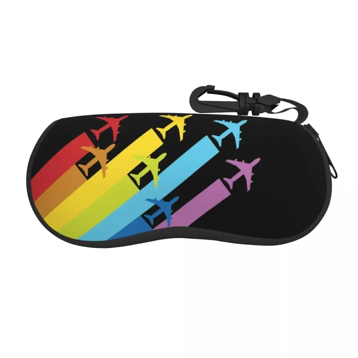 Rainbow Airplanes Chemtrails Eyeglass Glasses Case Women Men Soft Aviation Fighter Pilot Sunglasses Protective Pouch