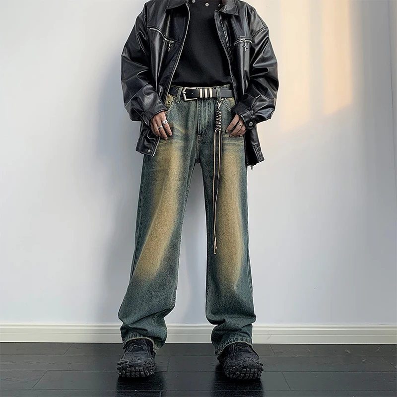 

Waed Vintage Men's Jeans Loose Straight Leg Long Pants Street Sle Casual Faion Autumn Collection Straight Footwear