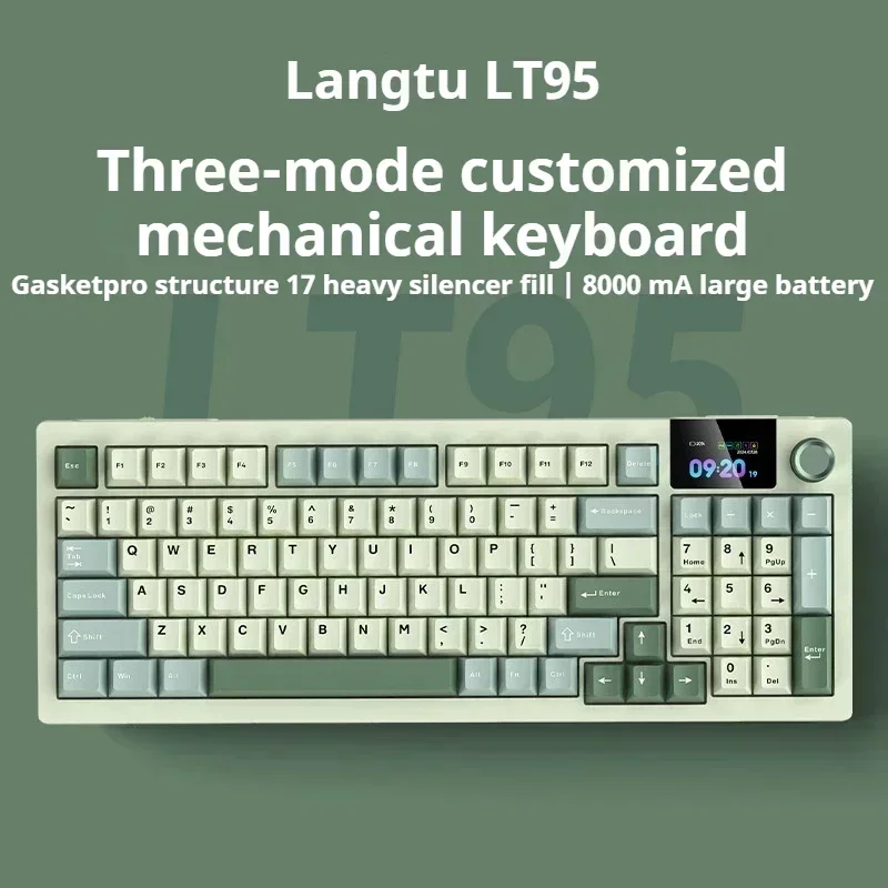 Langtu Lt95 Pro игровая клавиатура Rgb с горячей заменой макро-драйвер прочная беспроводная трехрежимная индивидуальная механическая клавиатура аксессуар для ПК