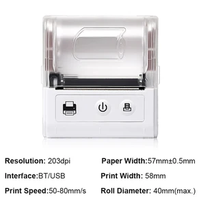 58MM Saku Mini Printer Tanda Terima Termal Tagihan Tiket Portabel Seluler Printer POS Termal USB Bluetooth Nirkabel PC Android IOS 10 printer pc penjualan terbaik - №