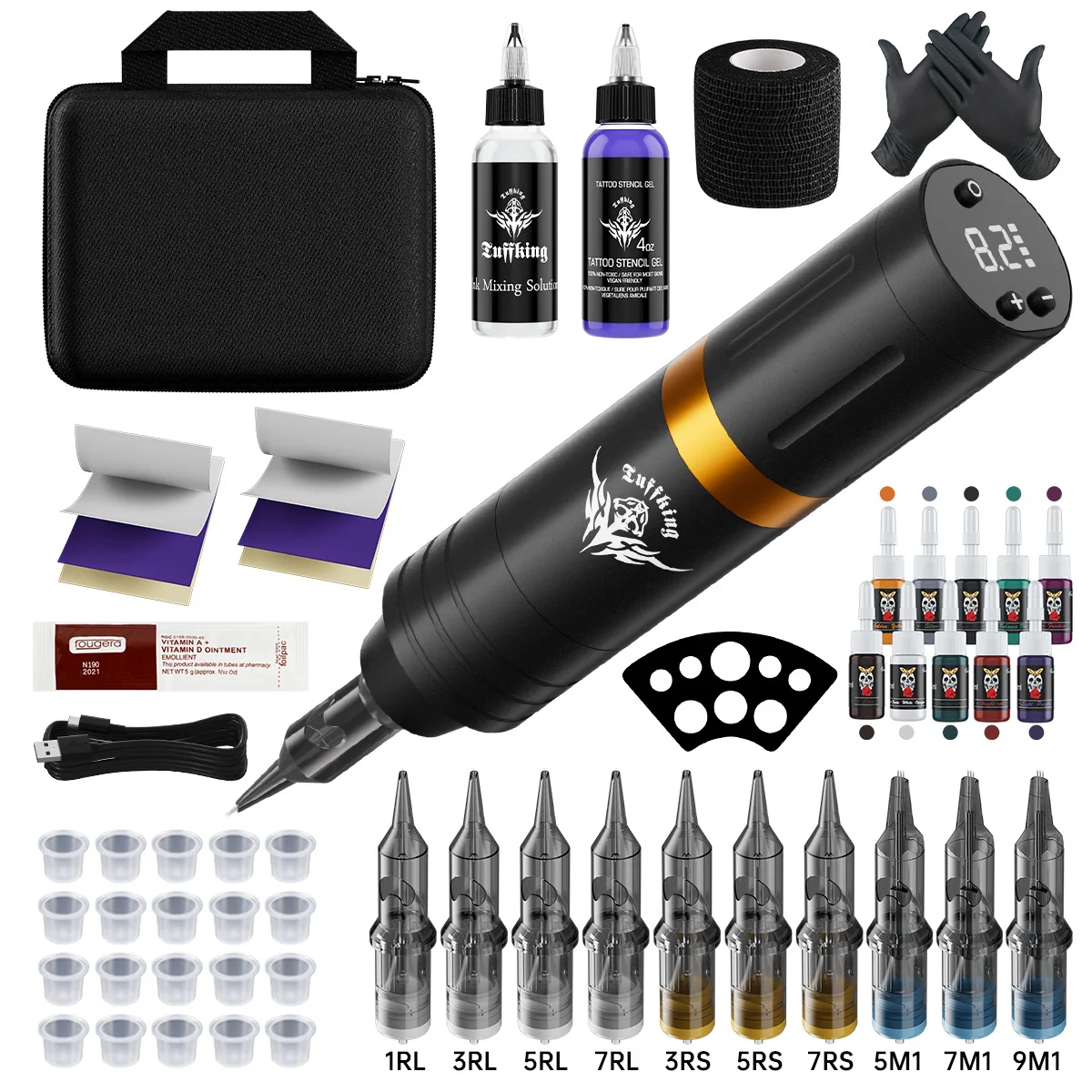 Cross border exclusive tattoo set Tuffking wireless battery pen tattoo machine puncture tattoo tool complete set of equipment