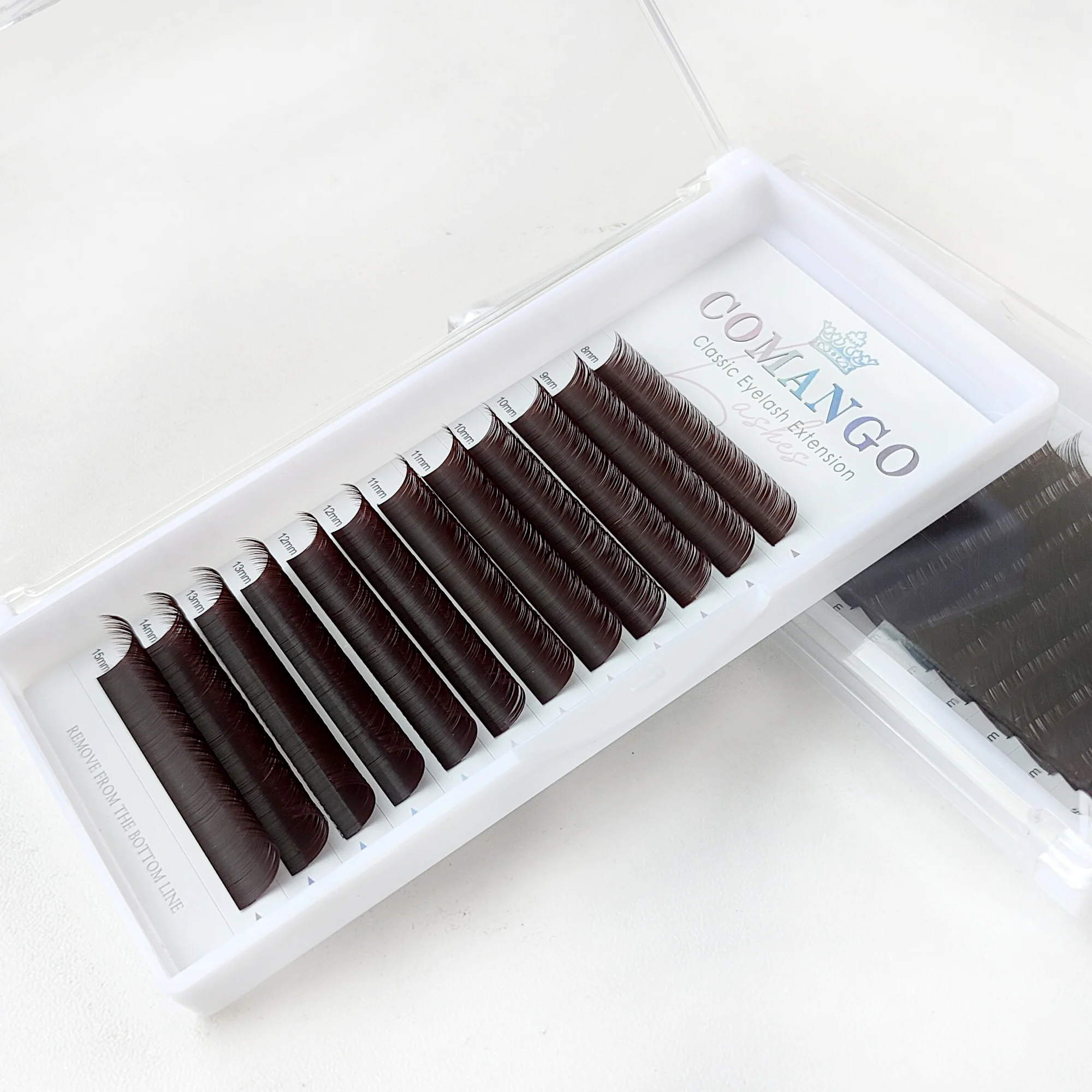 COMANGO Dark Brown Individual Lashes Chocolate Colorful Soft Blister Mega Volume Fans Premium Classic Eyelash Lifting Extension