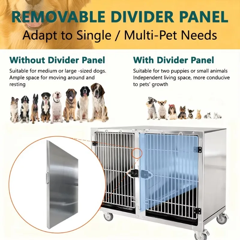 Canine Strong Stainless Steel Big Dog Cage Suppliers Big Size 3 Layer House Veterinary Vet Cage Banks Display Petshop