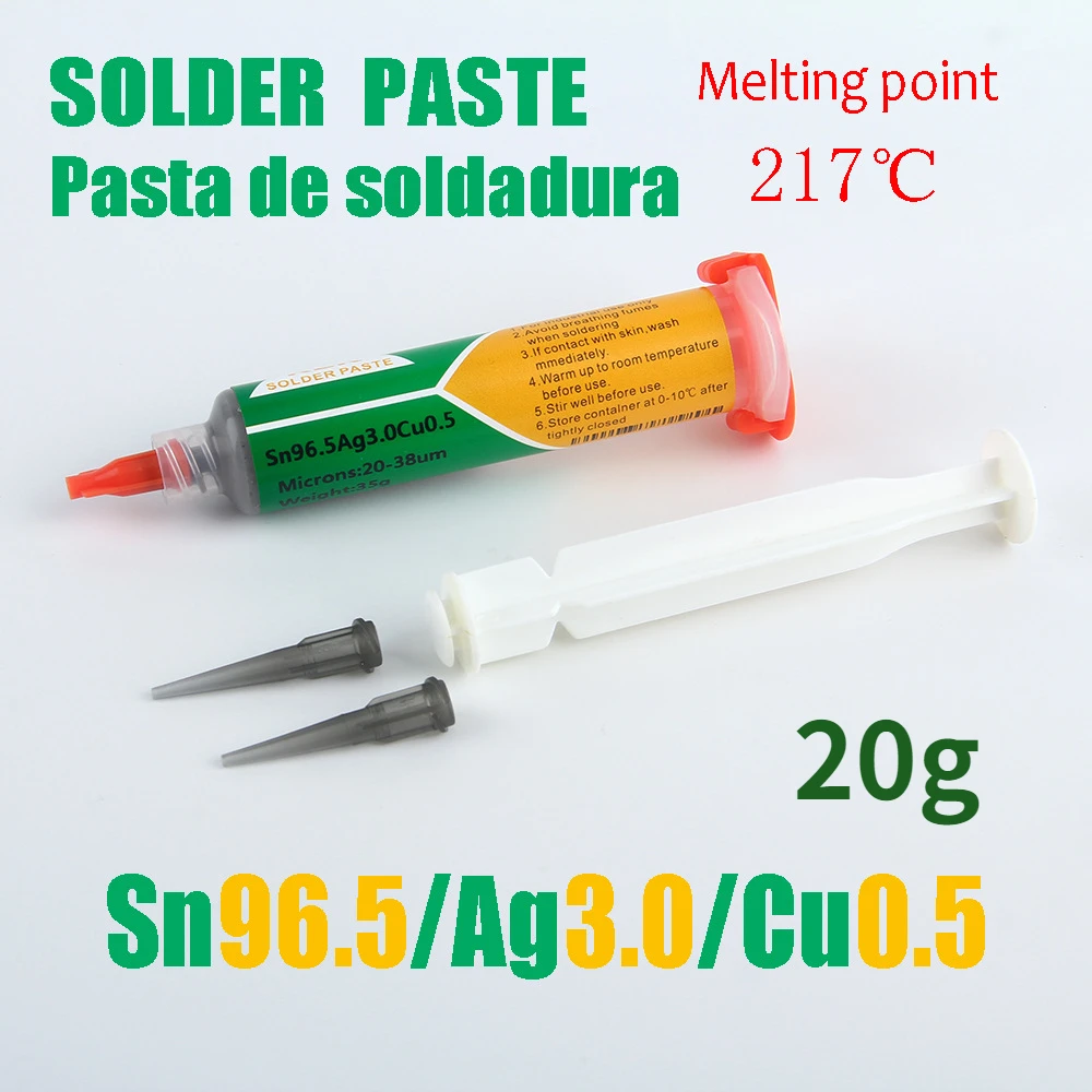 Sn96.5Ag3Cu0.5 20g 217C syringe solder paste environmental protection silver 305 high temperature lead-free