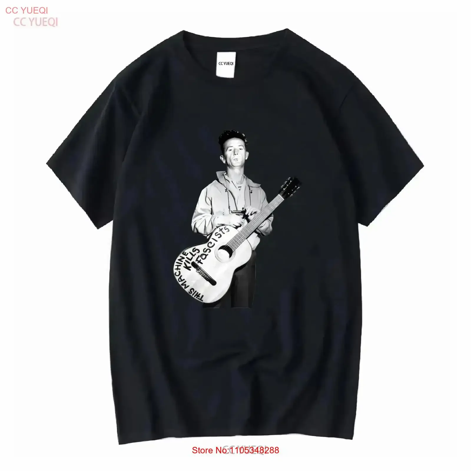 Vintage Woody Guthrie T Shirt This Machine Kills Fascists Dust Bowl Troubadour Washed streetwear Stylish homme Soft vintage
