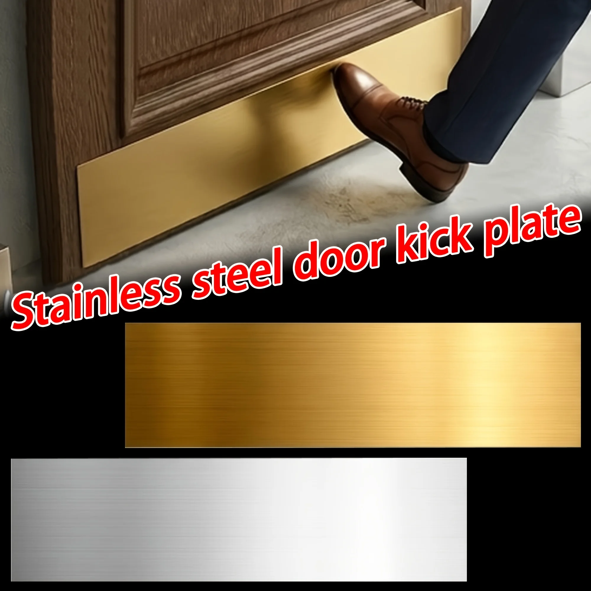 1pc Stainless Steel Door Kick Plate,Decor Door Kick Plate for Interior and Exterior Door Protection, Anti-Pet Scratch and Dent