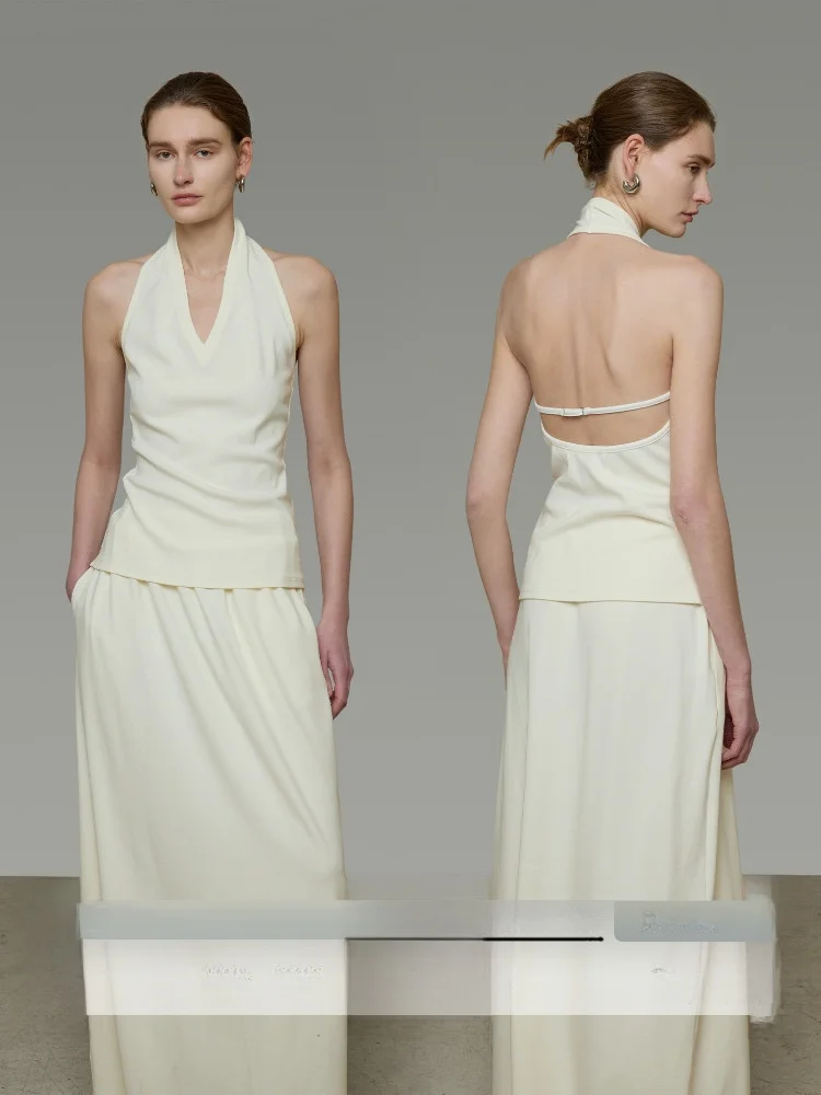 

White ter Ne Two-Piece Set for Women Bal High Waist Slimming Midi Skirt V-Ne Svel Faionable Autumn Spring