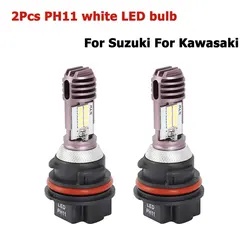 2 adet PH11 beyaz LED ampul Suzuki 2004-2014 Kawasaki 2005-2011 için motosiklet far motosiklet kafa lambası değiştirme aracı