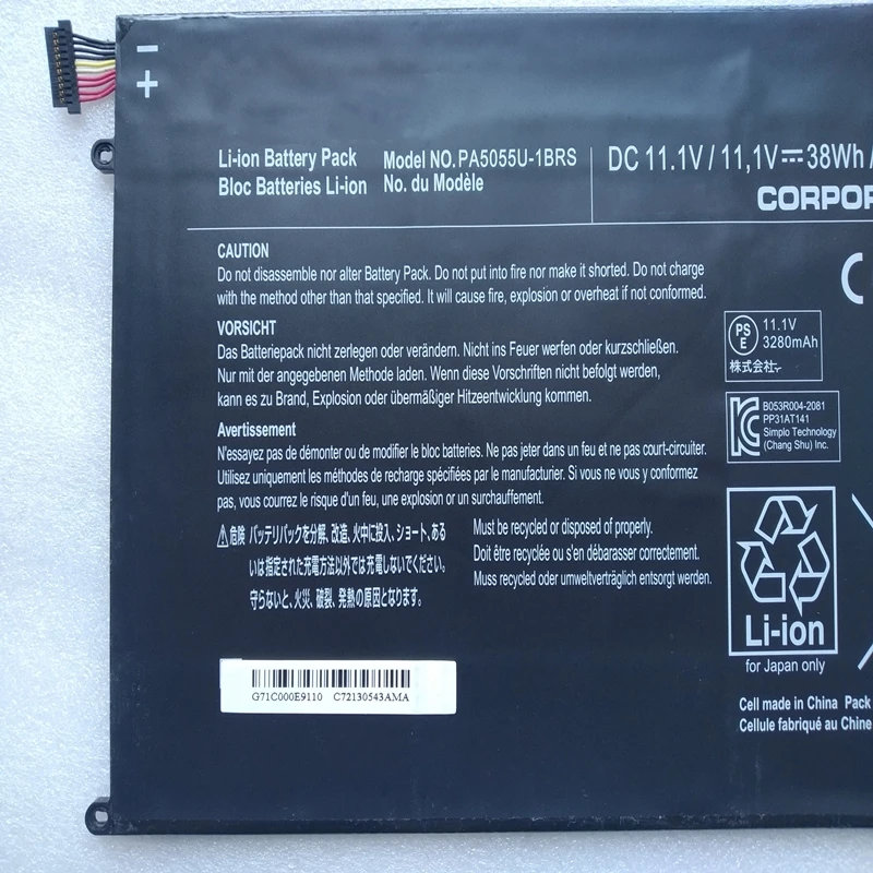 Genuine PA5055U-1BRS Laptop Battery 11.1V 38Wh 3280mAh For Toshiba EXCITE 13 AT330-004 AT330-005 KB2120 Tablet PC