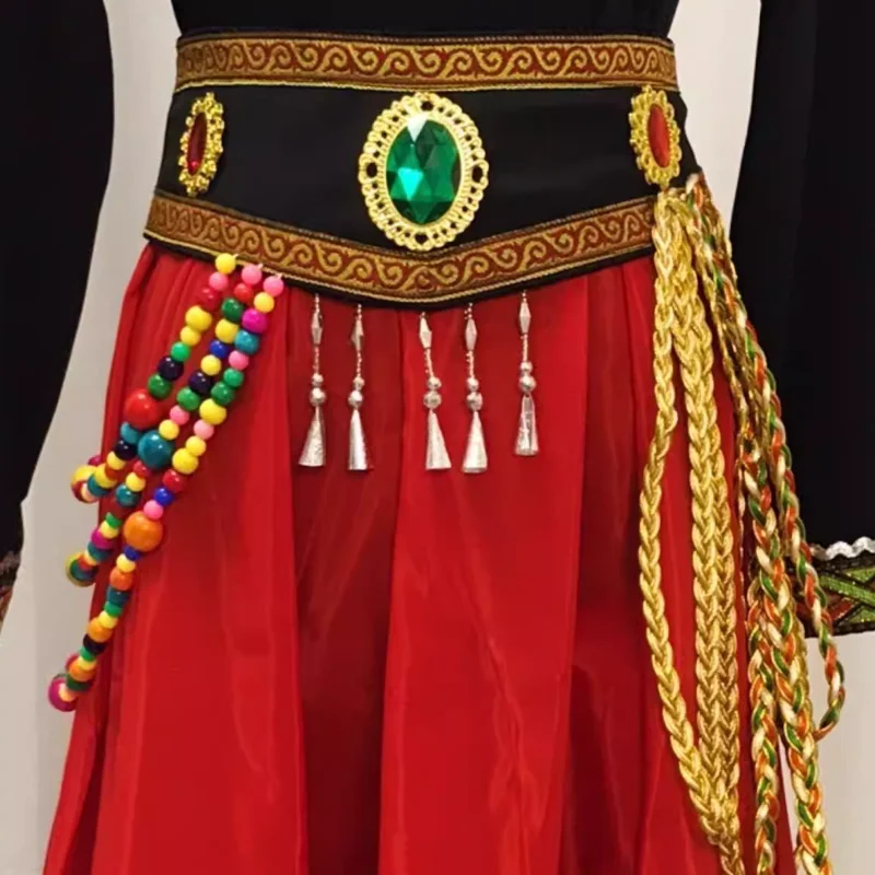 中国チベット舞踊パフォーマンスベルト国荘舞踊ビッグスリーブエスニックスタイルウエストアクセサリー