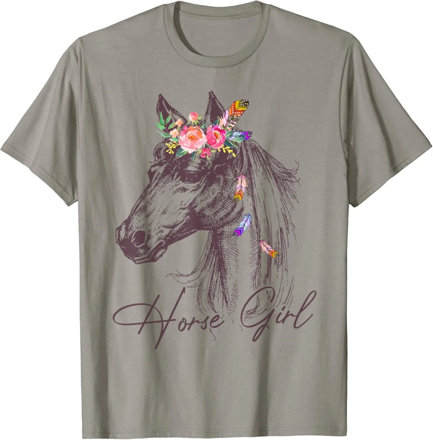 

Floral Horse Shirt Horse Girl Horseback Riding Cute Kids Teen Women T-Shirt Streetwear Cotton