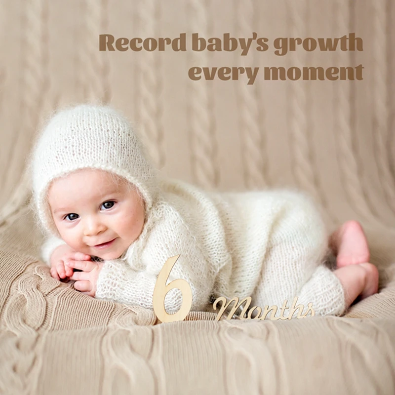 Baby Digital Odometer 1-12 Monthly Milestone Wooden Milestone Card Baby Newborn Photo Accessories Photography Prop Birthing Gift