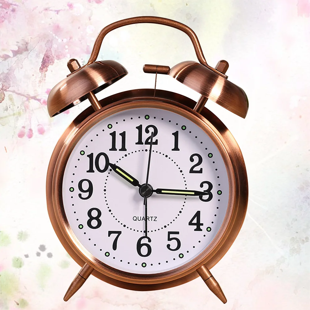 

1pc Luminous Alarm Metal Desktop Clock With Double Bells Clear Ringing No Ticking Sound For Home Office Bedroom Decor Household