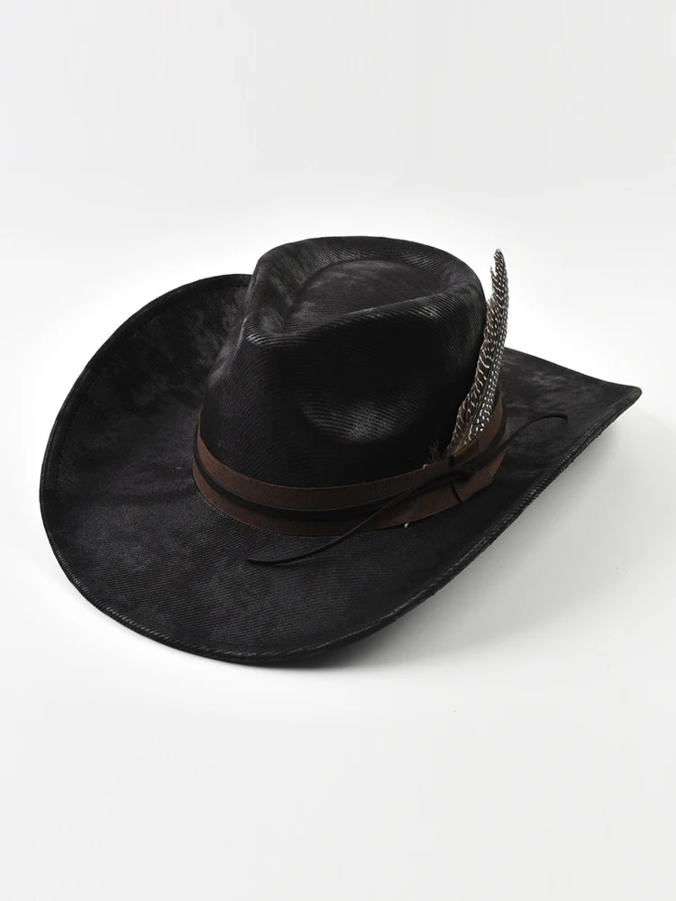Accessoires de plumes faits à la main chapeau Fedoras Vintage chapeau de Cowboy occidental en plein air voyage fête Style de rue Sombrero Hombre casquettes