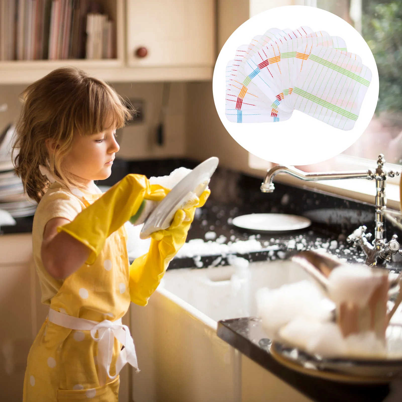 

10pcs Dish Cloths Kitchen Cotton Yarn Cleaning Rags Strong Decontamination For Dishes Glassware Home Supplies Water Absorbent