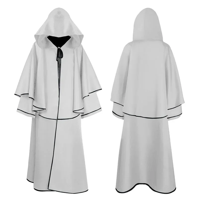 Cape Médiévale à Capuche pour Halloween Cosplay, Robe de la Mort, 5 Documents